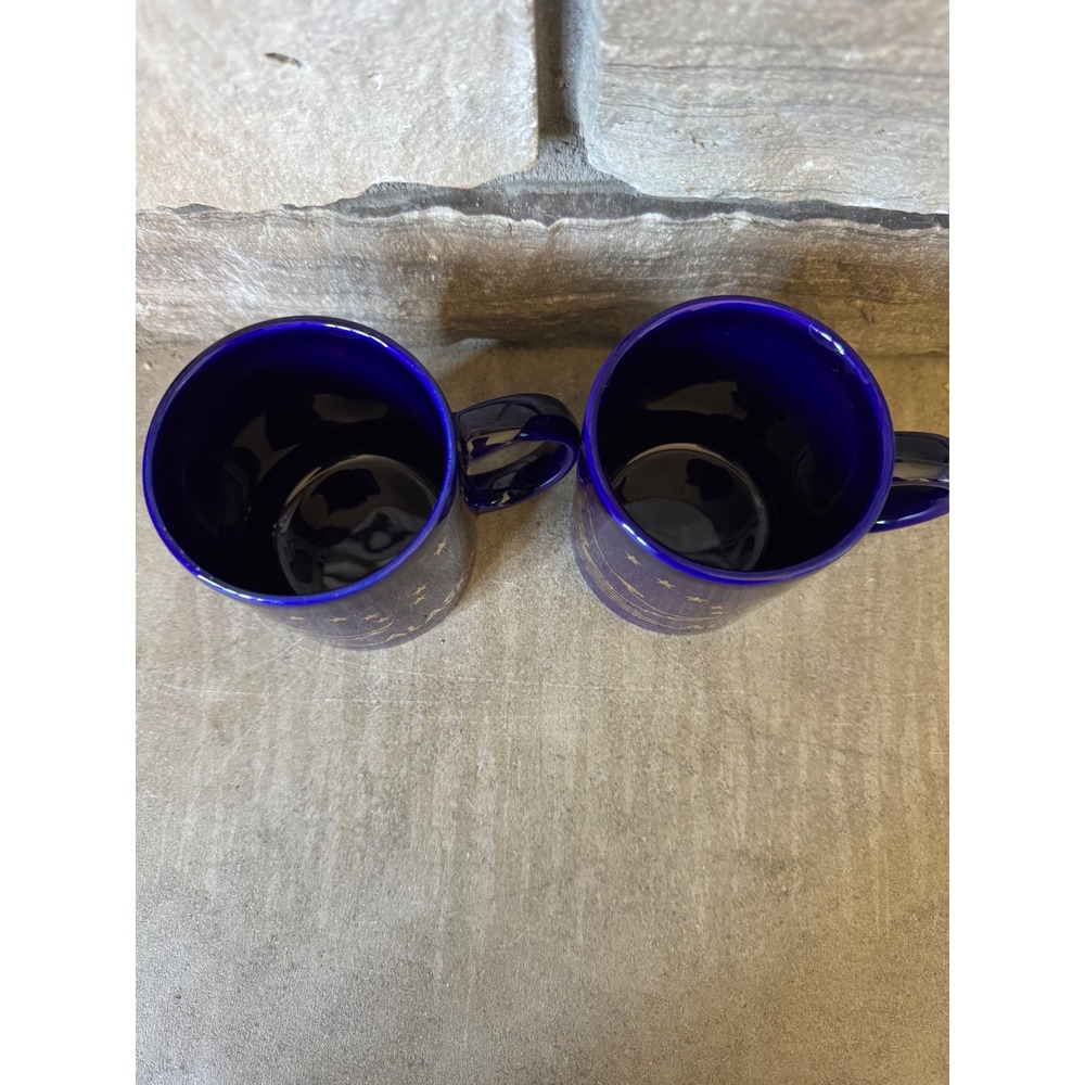 Vintage 1994 Alaska Coffee Mug Set 2 Cobalt Blue Gold Eagle Big Dipper ACE 90s - Picture 4 of 5